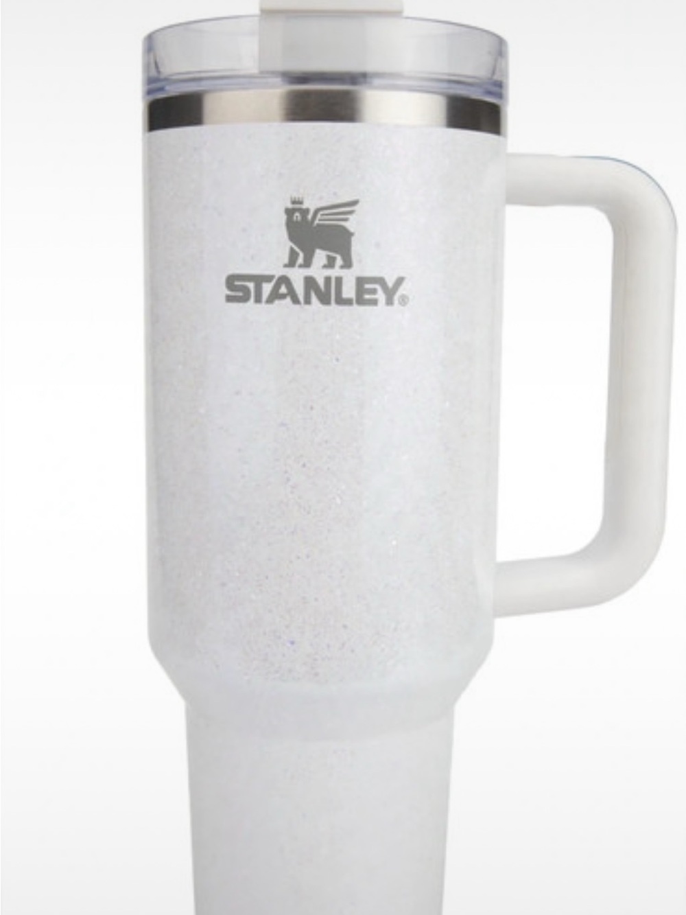 Stanley White Glitter Insulated Travel Mug with Handle
